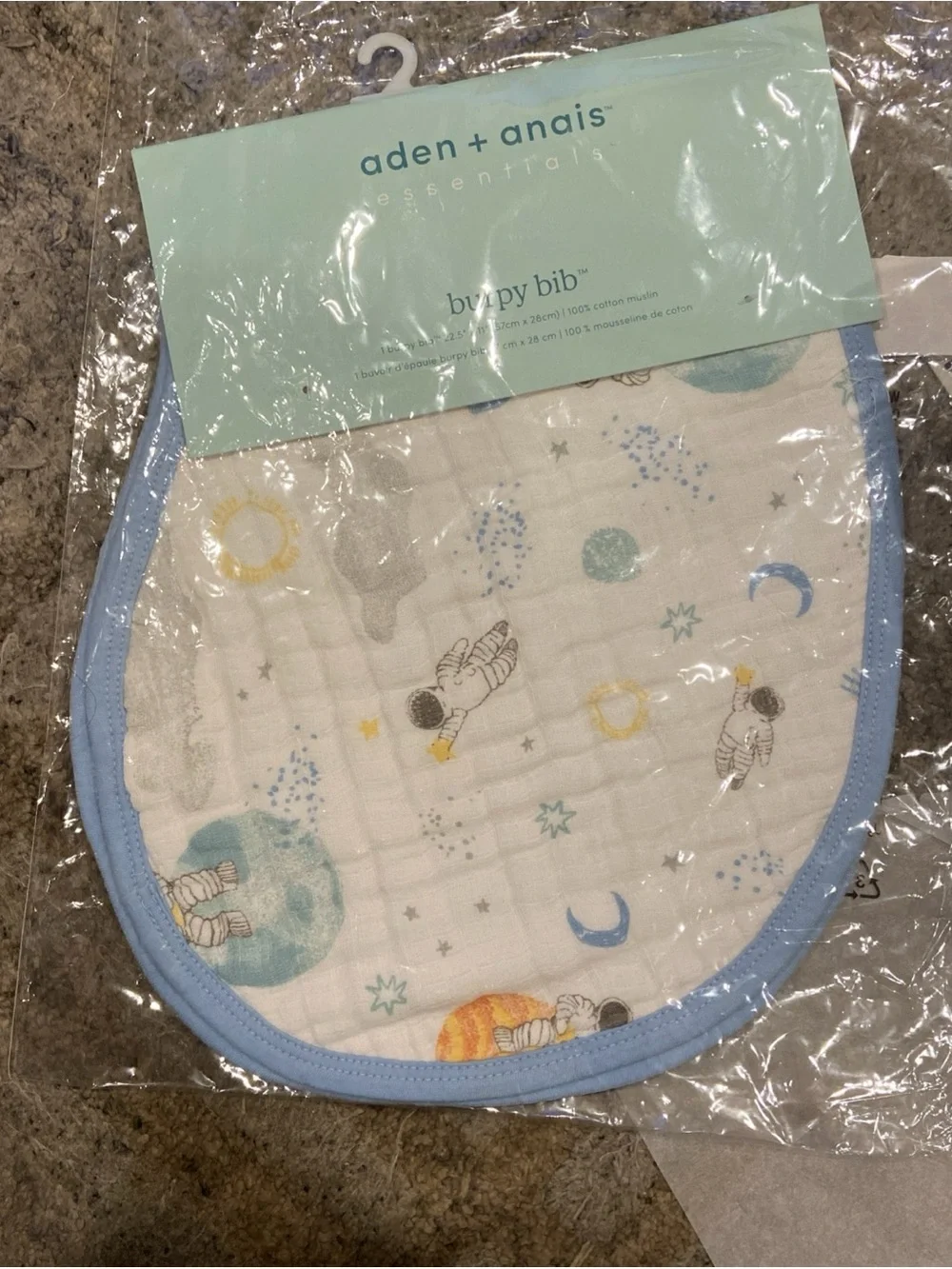 Brand New Aden + Anais Essentials Burpy Bib Burp Cloth Space Explorers Astronaut